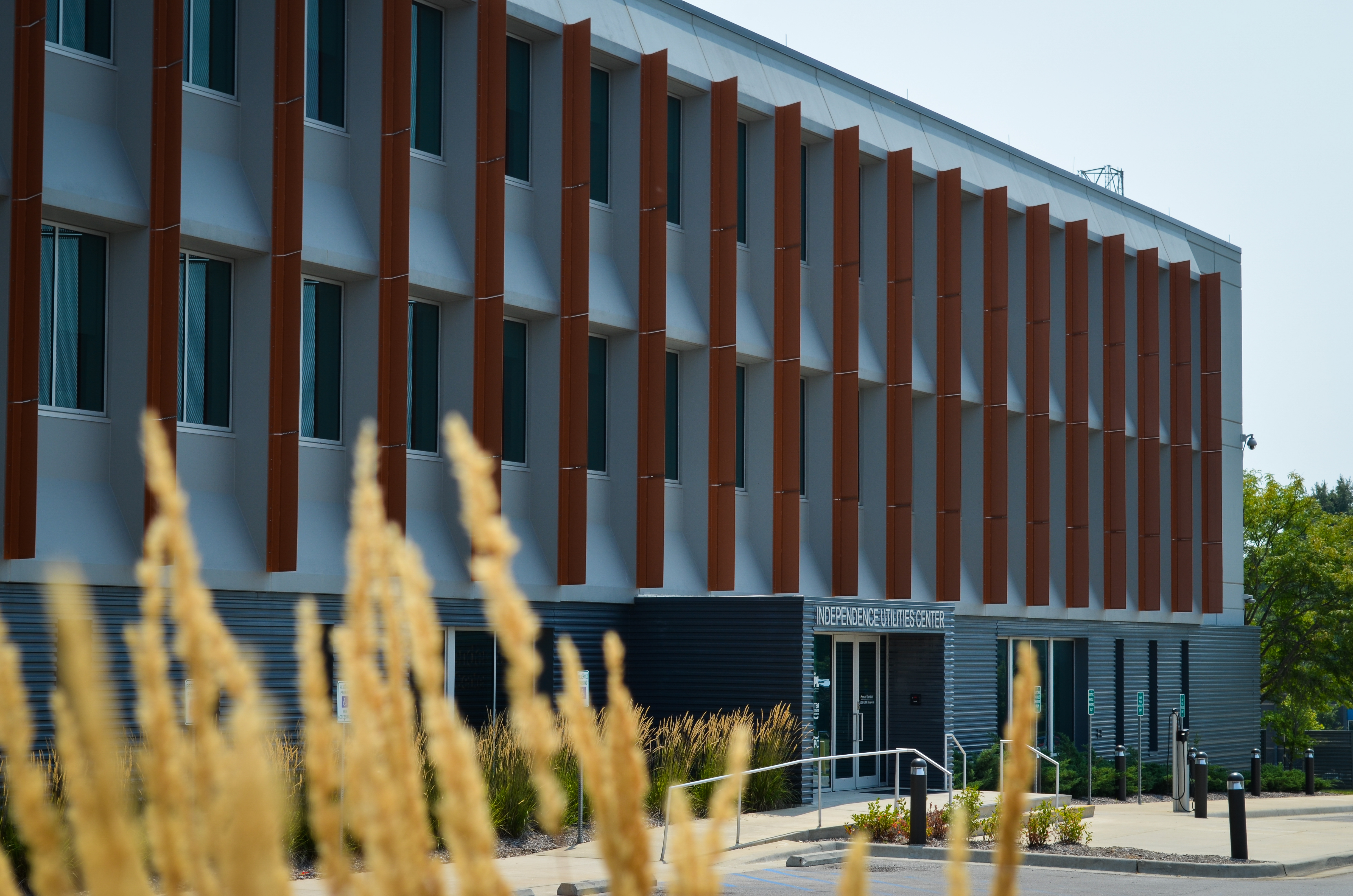 An exterior view of the Independence Utilities Center in Independence, Missouri