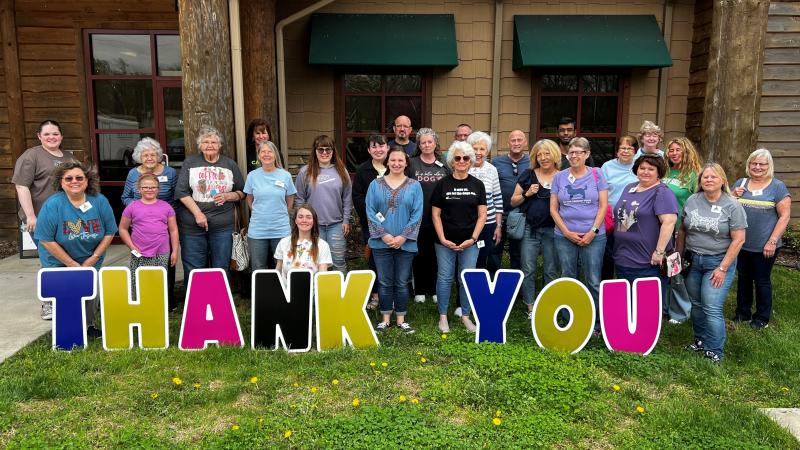 Shelter volunteers outside the Regional Animal Shelter.