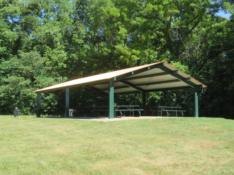 George Owens Nature Park Pavilion and surrounding landscape.