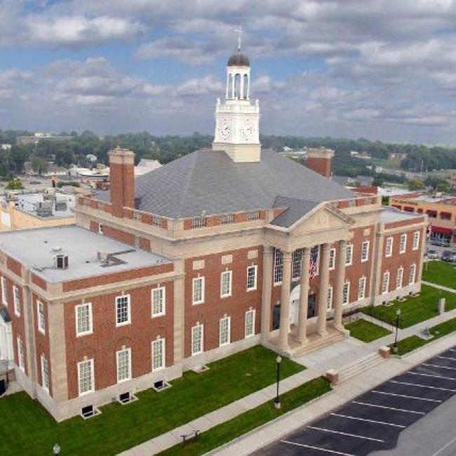 Aerial view of the Independence Square and the Historic Courthouse